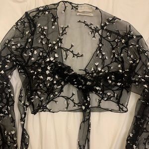 Sheer Embroidered Tie Top